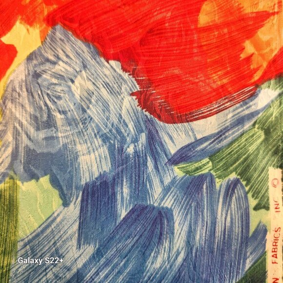 Abstract Multicolor Brushstroke Satin Fabric By Hi-Fashion Fabrics Inc 2.5 yards - Picture 5 of 7